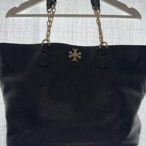 ‼️SOLD Tory Burch Black Tote with Gold Chain & Hardware